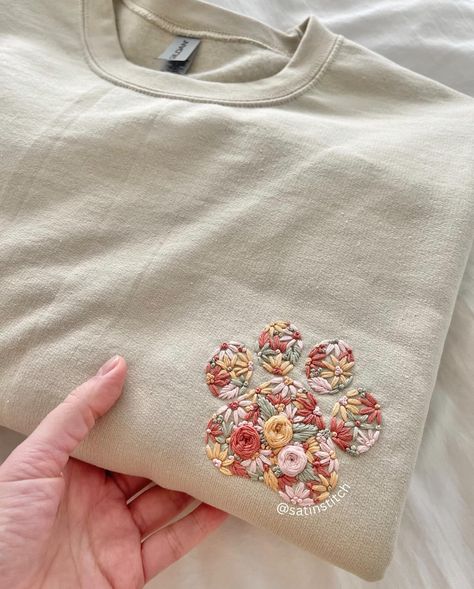 Show this to your Dog Mama friends 🐾🥹 My personalized Dog Paw Sweatshirts are one of a kind. Every pattern I stitch is different from the other and features four different thread colors of your choice ✨ Lots of love and dedication go into my creations 🥰 If you want to try your hand at these, head to the link in my bio. I have packs of 3 or 6 already traced paws with heat-erasable ink for a worry-free experience ✨ All you have to do is peel, stick, and start embroidering. When you finish, ... Thread Colors, Dog Mama, Dog Paw, Lots Of Love, Personalized Dog, Embroidery And Stitching, Dog Paws, Embroidery Projects, Dog Person