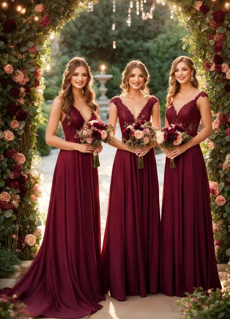 Burgundy Wedding - Payhip Maroon Bridesmaid Dresses Burgundy, Burgundy Champagne Wedding, Burgandy Bridesmaids Dress, Wine Red Bridesmaid Dresses, Wine Red Wedding, Burgundy Wedding Theme, Maroon Bridesmaid, Burgundy Wedding Flowers, Maroon Bridesmaid Dresses