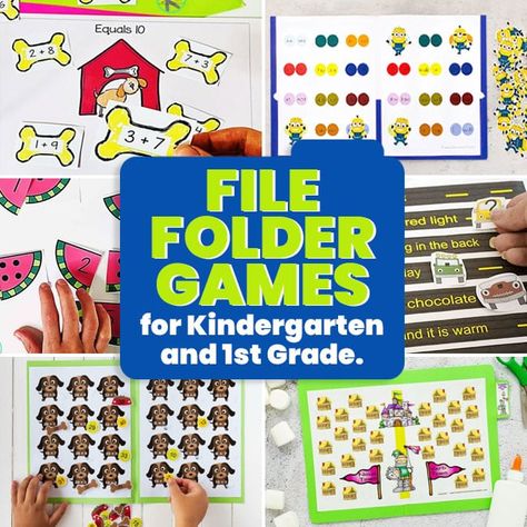 FREE File Folder Games & Activities - Kindergarten / First Grade Sight Word File Folder Games, Math File Folder Games For Preschool, File Folder Activities Preschool, Letter File Folder Games Free Printable, File Folder Activities Free Printables, Preschool Folder Games, Preschool Sign In, Fun Kindergarten Activities, Learning Activities For Kindergarten