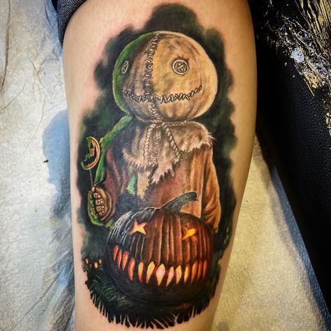 Trick Or Treat Tattoo, Sam Trick Or Treat, Trick Or Treat Sam, Sam Tattoo, Sam Trick R Treat, Trick R Treat, Tat Ideas, Samhain, Beautiful Tattoos