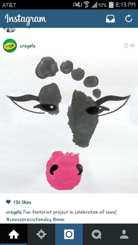 Cow footprint                                                                                                                                                                                 More Baby Art Projects, Footprint Crafts, Ideas Craft, Footprint Art, Handprint Crafts, Daycare Crafts, Handprint Art, Crafty Kids, Toddler Art