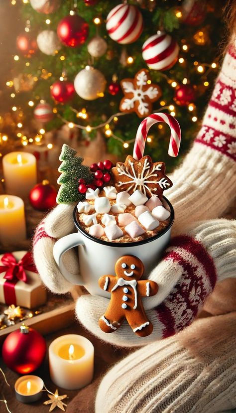 @flying.reindeer Aesthetic Christmas Hot Chocolate, Image Noel Aesthetic, Hot Cocoa Wallpaper, Noel Aesthetic, Hot Chocolate Aesthetic, Meri Christmas, Winter Hot Chocolate, Christmas Phone Backgrounds, Tools Aesthetic