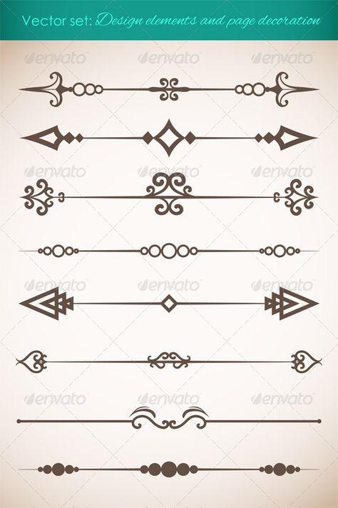 Design Elements and Page Decorations Set  #GraphicRiver         Design elements and page decorations set. Vector illustration Zip file contains: – eps8 (editable vector file), PSD (isolated object) and JPG RGB, No transparency, No gradients.     Created: 30April13 GraphicsFilesIncluded: PhotoshopPSD #JPGImage #VectorEPS Layered: Yes MinimumAdobeCSVersion: CS Tags: book #border #calligraphy #classic #collection #decoration #decorative #design #divider #elegance #elegant #element #filigree #floral Page Decoration Ideas, Decorating Pages, Decorative Symbols, Witcher Wallpaper, Text Dividers, Page Decoration, Page Borders Design, Page Borders, Bottom Design