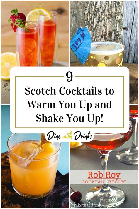 Collage of 4 scotch cocktails. Scottish Cocktails, Scottish Drinks Cocktails, Victorian Restaurant, Rob Roy Cocktail, Scotch Cocktails, Scottish Drinks, Scottish Holidays, Adult Beverages Recipes, Best Drinks