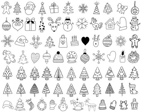 Christmas Symbols Drawing, Yule Doodles, Easy To Draw Christmas Doodles, Simple Christmas Pictures To Draw, Doodle Christmas Tree, Doodle Art Christmas, Easy Christmas Drawing Ideas, How To Draw Ornaments, Doodle Christmas