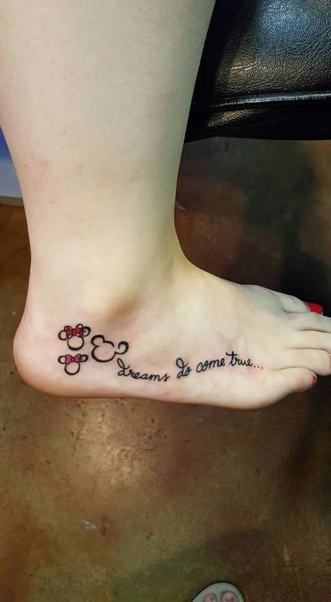 Cute Disney Ankle Bracelet Tattoo, Hidden Mickey Flower Tattoo, Minnie Mouse Tattoo For Daughter, Disney Ankle Tattoos For Women, Foot Arch Tattoo, Disney Foot Tattoo, Hidden Mickey Tattoo, Mickey Mouse Tattoo, Disney Inspired Tattoos