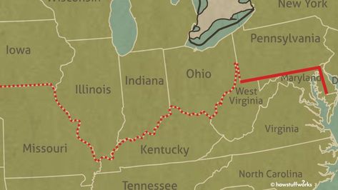 How the Mason-Dixon Line Unwittingly Became the Divider Between the North and the South | HowStuffWorks Appalachian Mountains North Carolina, Missouri Compromise, Mason Ohio, Mason Dixon Line, North Carolina Mountains, National Parks Usa, Appalachian Mountains, East Tennessee, Usa Map