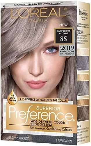 Amazon.com: L'Oreal Paris Superior Preference Fade-Defying + Shine Permanent Hair Color, 8s Soft Silver Blonde (Pack of 1), Hair Dye Dark Ash Blonde Hair, Ash Blonde Hair Dye, Light Ash Blonde Hair, Ash Grey Hair, Blonde Hair Dye, Beige Blond, Κούρεμα Bob, Dark Ash Blonde, Grey Hair Dye