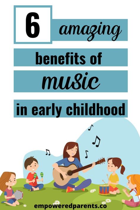 These are the benefits of music in early childhood and why it should become a part of your everyday routine with young kids. | Benefits of music for kids | Music benefits for kids | benefits of music education | Music Benefits, Preschool Art Lessons, Benefits Of Music, Child Development Activities, Children Music, Homeschool Music, Social Emotional Development, Early Childhood Classrooms, Kids Music