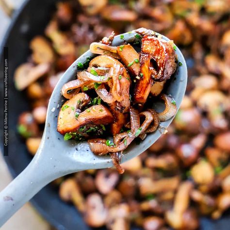 Sautéed Mushrooms and Onions for Steak & Burgers Mushrooms And Onions For Steak, Onions For Steak, Steak Burgers, Mushroom Side Dishes, Mushrooms And Onions, Maillard Reaction, White Button Mushrooms, Mushroom Stew, Olive Oil Butter