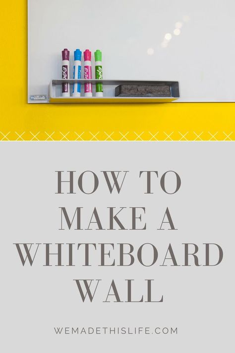 How to make a whiteboard wall Diy Whiteboard Wall, Homeschool Whiteboard Ideas, Whiteboard Alternative, Home Office Whiteboard, White Board Wall, Wall Whiteboard, Organize 365, Diy Whiteboard, Whiteboard Ideas