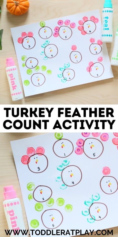 Turkey Feather Counting Preschool, Bird Number Activities, Turkey Counting Preschool, Turkey Projects For Preschool, Thanksgiving Number Activities Preschool, Turkey Activities For Preschool, Turkey Activities Kindergarten, Turkey Math Activities Preschool, Preschool Turkey Activities