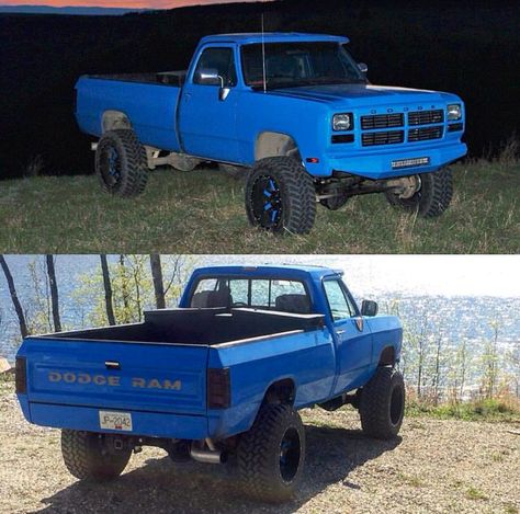 Blue 1st Gen Dodge Cummins Single Cab #OldSchool #Dodge #Cummins #FirstGeneration 1st Gen Dodge, First Gen Dodge, Truck Lifted, Cummins Diesel Trucks, Diesel Pickup Trucks, 1st Gen Cummins, American Muscle Cars Dodge, Dodge Diesel Trucks, Old Dodge Trucks