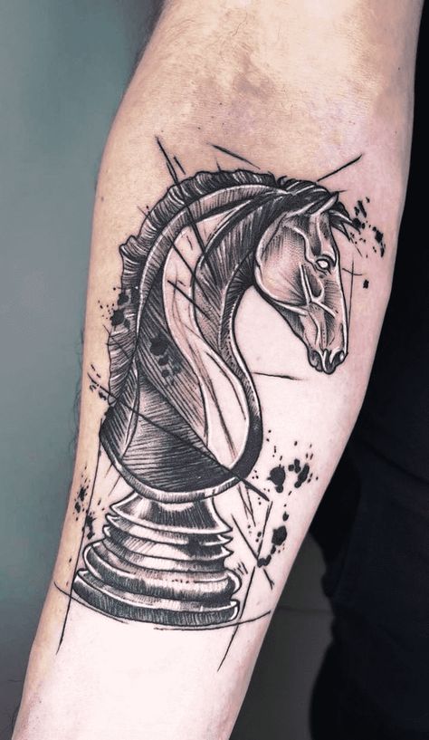 Chess Tattoo Ideas, Chess Tattoo Design, Chess Piece Tattoo, Chess Tattoo, Shield Tattoo, Horse Tattoo Design, Helmet Tattoo, Knight Tattoo, Gaming Tattoo