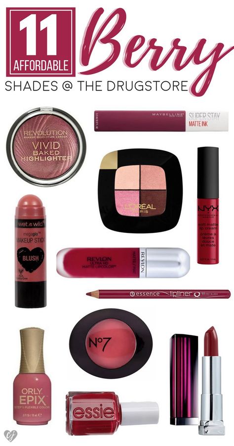 Berry is the perfect shade to incorporate into your fall makeup looks. These 11 affordable berry shades at the drugstore are great products to try! Berry Makeup, Winter Lipstick, Fall Makeup Trend, Berry Lipstick, Fall Makeup Looks, Winter Makeup, Glamorous Makeup, Makeup For Teens, Deep Winter