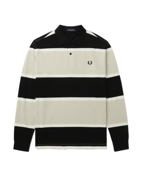 Fred Perry Relaxed stripe polo shirt | ITeSHOP Modern Polo Shirt With Striped Collar, Luxury Striped Men's Polo Shirt, White Polo T-shirt With Striped Collar, Classic Striped Polo Collar T-shirt, Fred Perry Polo Shirts, Kid Lifestyle, Striped Polo Shirt, Men Shirt, Polo Shirt