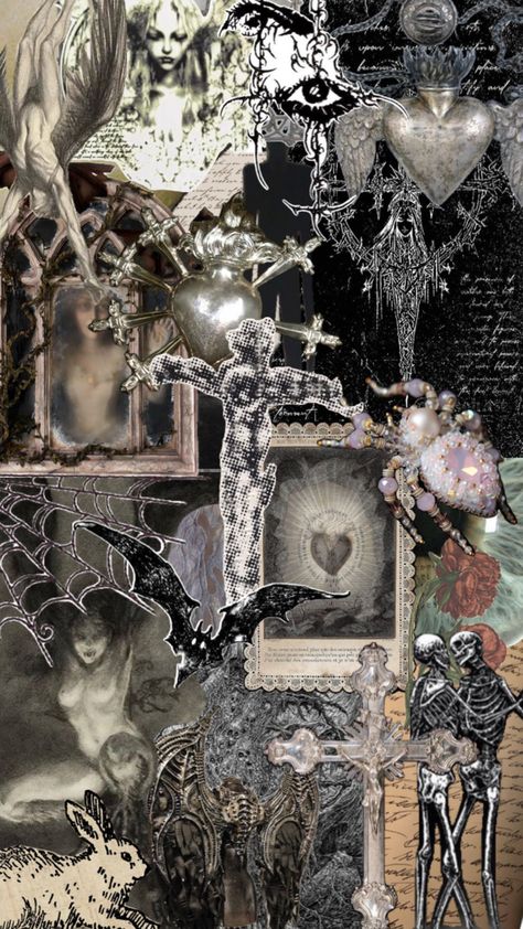 Vintage Gothic Wallpaper, Emo Collage Wallpaper, Scene Collage, Grunge Collage, Collage Wallpapers, Background Collage, Halloween Wallpaper Iphone Backgrounds, Grunge Posters, Scary Drawings