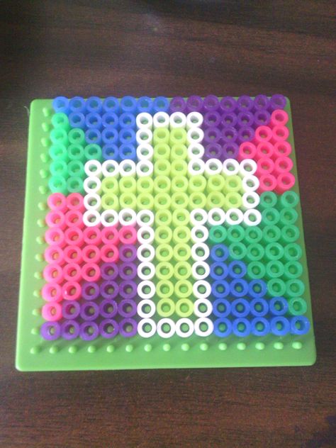 Perler Cross Cross Perler Bead Patterns, Christian Perler Bead Patterns, Cross Perler Beads, Melts Beads, Hammer Beads, Beaded Crosses, Crochet Graphgan, Melt Beads, Melt Beads Patterns