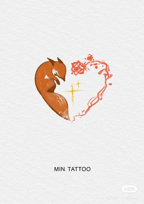 Little Prince Fox Tattoo, Ouabh Tattoo, Genshin Tattoo, Txt Tattoos, Little Prince Tattoo, Prince Tattoos, Doodle Tattoo, Fox Tattoo, Cute Doodles Drawings