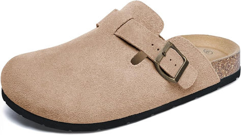 Adjustable Buckle Slip on Cork Footbed Home Clog Slippers Boston Clogs, Clogs And Mules, Suede Clogs, Comfortable Home, Clog Slippers, Leather Clogs, Clogs Shoes, Leather Mules, Soft Suede