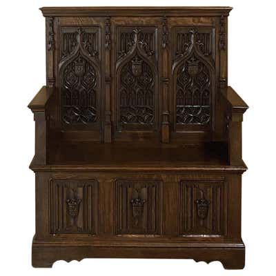 Gothic Revival Furniture - 723 For Sale at 1stDibs Gothic Revival Furniture, French Bench, French Gothic, Hall Bench, Family Crests, Period Furniture, Gothic Revival, French Country, 19th Century