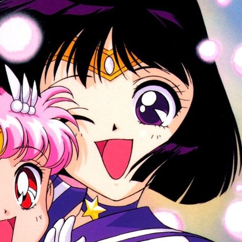 chibitaru matching icons ∙ from sailor moon (90's anime) by naoko takeuchi Sailor Saturn Pfp, Duo Matching Icons, Sailor Moon Matching Pfp, Sailor Moon Funny, Chibiusa Tsukino, Ig Pfps, Matching Gifs, Sailor Moon Pin, Pfps And Banners