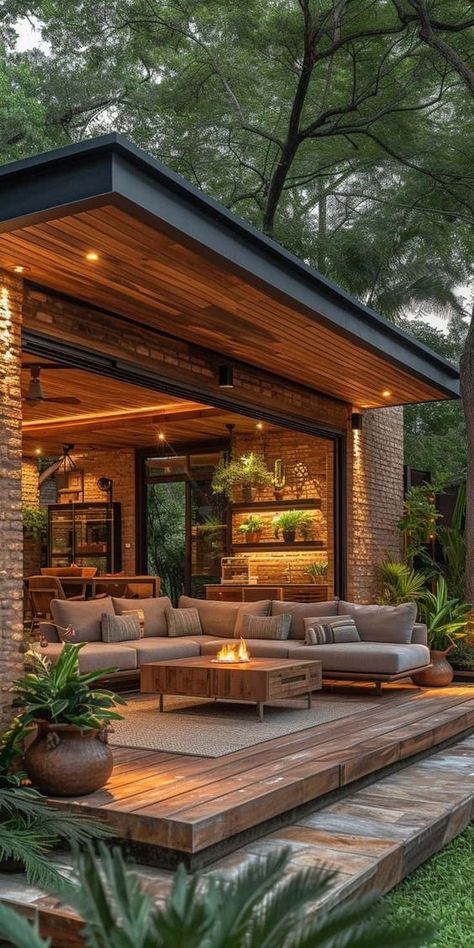 Home Garden Design, Backyard Garden Design, Outdoor Decor Backyard, Backyard Makeover, Patio Designs, Small Patio, Dream House Exterior, Backyard Patio Designs, Outdoor Rooms