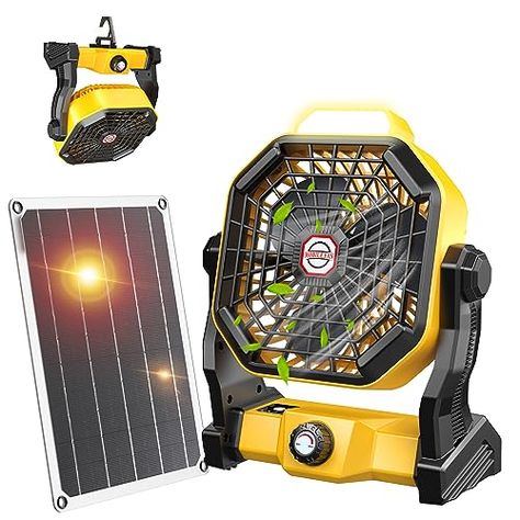 10400mAh Solar fan, Camping Fan with Solar Panel Solar Powered Fan, Tent Fan, Solar Fan, Camping Fan, Led Camping Lantern, Hanger Design, Led Lantern, Camping Lanterns, Portable Fan