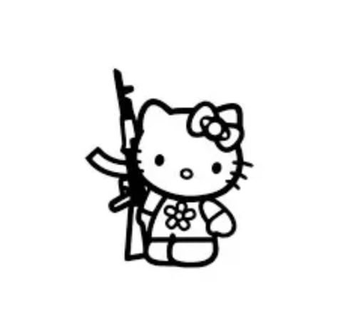 Hello Kitty Gangster, Hello Kitty Tattoos, Doodle Tattoo, Cute Tiny Tattoos, Hello Kitty Drawing, Animal Cat, Cat Cute, Anime Cartoon, Hand Art Drawing