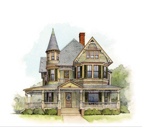 New Orleans Queen Anne House, Queen Anne House Exterior, Queen Anne Victorian House Plans, Queen Anne Houses, Symmetrical House, Queen Anne House Plans, Victorian Bungalow, Queen Anne Cottage, Queen Anne Architecture