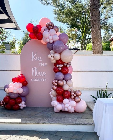 Kiss The Miss Goodbye Bachelorette Theme, Kiss The Miss Goodbye Bridal Shower Party Ideas, Kiss The Miss Goodbye Bridal Shower, Kiss The Miss Goodbye Bachelorette Decor, Kiss The Miss Goodbye Bachelorette, Pink Bridal Shower Theme, Hen Party Theme, Vino Before Vows, Kiss The Miss Goodbye