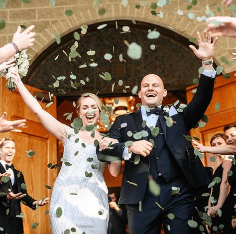 A couple asked guests to toss eucalyptus after their wedding ceremony in Philadelphia instead of confetti for an eco-friendly option. | www.thestyledbride.com Eco Friendly Confetti, Wedding Toss, Small Wedding Party, Cheers To The Weekend, Eco Friendly Cars, Flower Confetti, Confetti Wedding, Surprise Wedding, Wedding Welcome Bags