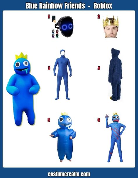 How To Dress Like Rainbow Friends Blue Guide For Cosplay & Halloween Rainbow Friends Costume, Roblox Costume, Halloween Party Activities, Blue Costume, Friend Costumes, Costume Guide, Spandex Bodysuit, Blue Costumes, Fancy Dress Costume