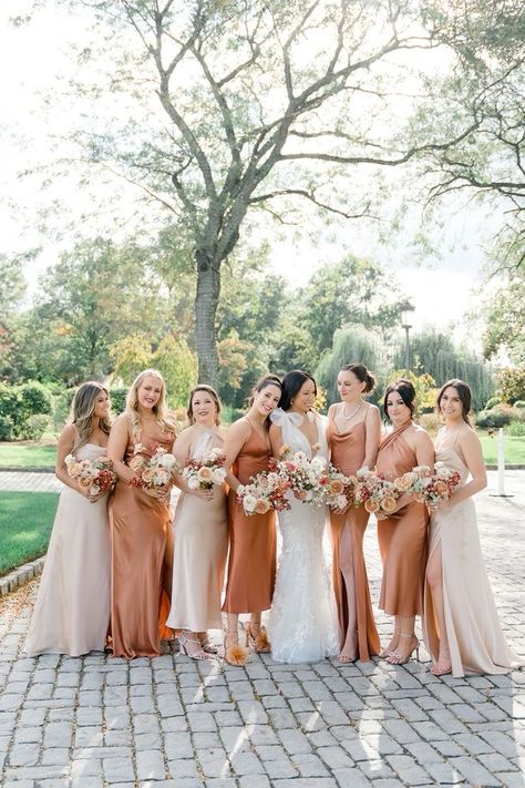 Rust And Beige Bridesmaid Dresses, Champagne And Terracotta Bridesmaid Dresses, Champagne And Rust Bridesmaid Dresses, Caramel Bridesmaid Dresses, Rust And Champagne Wedding, Bridesmaid Dresses Copper, Champagne Bridesmaid Dresses Mismatched, Shades Of Brown Bridesmaid Dresses, Rust Gold Wedding