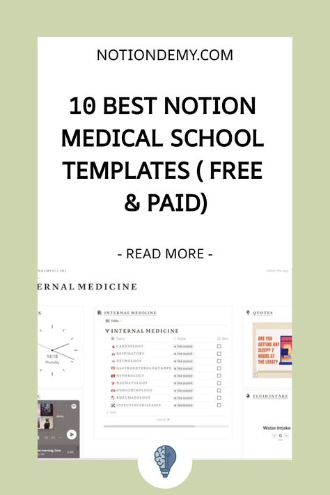 Revising subjects and keeping track of assignments and other deliverables can be tedious on your own. This list of Notion templates for medical students can Study Planner For Medical Students, Notion Medical Student, Study Calendar, School Planner Template, Notion Library, Study Planner Free, Free Notion Templates, Medicine Quotes, Student Dashboard