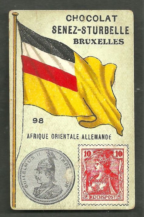 German East Africa Flag Card c1905 Ww1 Drawings, German East Africa, Africa Flag, German Empire, Best Flags, Horn Of Africa, German Flag, Flag Art, Africa Map