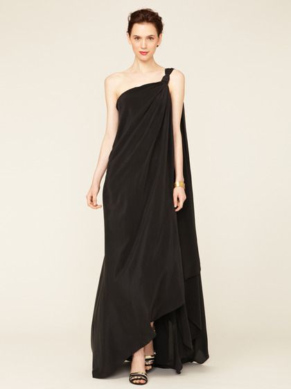 Long Toga Silk Dress by Alexis on Gilt.com Black Toga Dress, Justice Sculpture, Black Toga, Greek Style Dress, Greek Toga, Toga Dress, Grecian Gown, Greek Dress, Concert Dresses