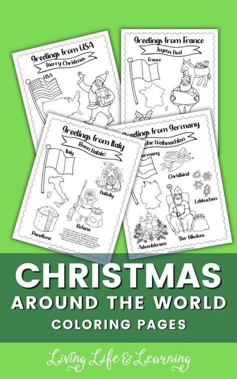 Free Christmas Around The World, Christmas Around The World Crafts For Toddlers, Christmas Around The World Preschool, Around The World Coloring Pages, Christmas In South Africa, Homeschool Materials, Coloring Pages Christmas, Daycare Classroom, Christmas In Germany