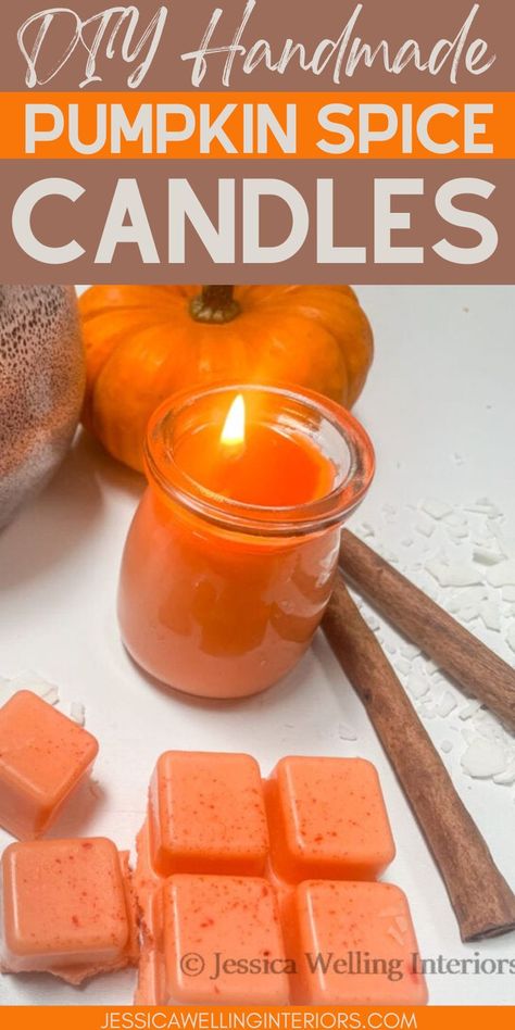 Make your home smell amazing this Fall with these quick and easy DIY pumpkin spice candles! Homemade Candle Recipes, Candle Diy Mason Jar, Candle Recipes, Candle Scents Recipes, Candle Making Recipes, Make Your Home Smell Amazing, Diy Pumpkin Spice, Diy Candles Easy, Diy Candles Homemade