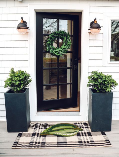 Our New Back Door and Wayfair Sale - Nesting With Grace Black Screen Doors For Front Door, Ideas For 70th Birthday Party, Eclectic Porch, Ideas For Events, Back Door Entrance, Single Patio Door, Temporary Door, Black Exterior Doors, Cozy Eclectic