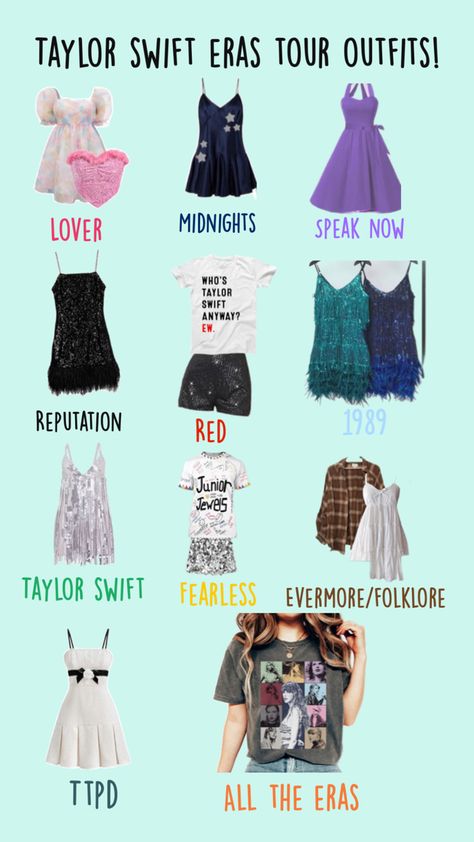 If ur going to the eras tour any time soon check this out Eras Tour Outfit Ideas All Eras, Taylor Swift Eras Tour Outfit Idea, Outfit Ideas For The Eras Tour, Eras Tour Outfits Ttpd Ideas, Easy Eras Tour Outfits, Diy Eras Tour Outfit, Taylor Swift Images, Taylor Swift Fearless, Taylor Swift Tour Outfits