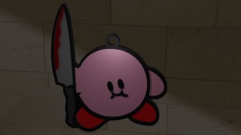 Cute With Knife, Kirby Holding A Knife, Kirby With A Knife, Cute But Deadly, Knife Keychain, Funny Tattoos, Kirby, Character Design, Tattoos