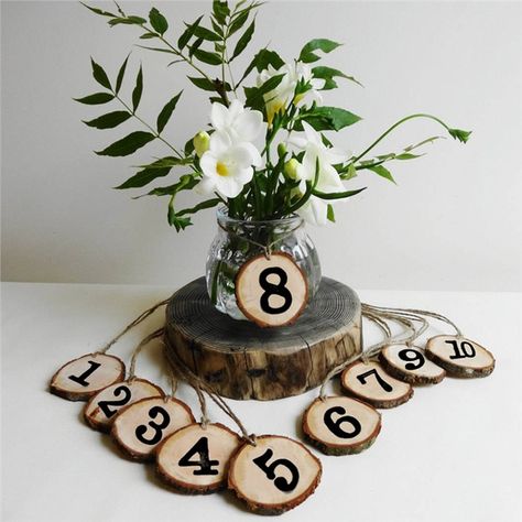 Slytherin X Hufflepuff, Wooden Wedding Decorations, Homemade Party Favors, Wooden Table Numbers Wedding, Table Numbers Wedding Rustic, Wooden Table Numbers, Event Centerpiece, Wooden Numbers, Card Table Wedding