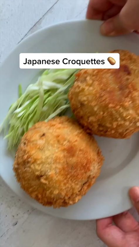 Japanese potato croquettes or korokke 🥔✨! #japanesefood #potato #asianrecipe #learnontiktok #tiktokpartner Easy Lunch Tiktok, Easy Things To Cook For Lunch At Home, Croquettes Recipe Japanese, How To Make Croquettes, Easy Lunch To Make At Home, Diy Japanese Food Recipes, How To Cook Japanese Food, Dinner Ideas Japanese, Tiktok Lunch Ideas