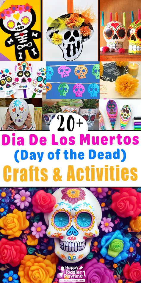 20+ Dia De Los Muertos (Day of the Dead) Crafts & Activities for Kids - Happy Toddler Playtime Day Of The Dead Crafts, Dia De Los Muertos Crafts Ideas, Witchy Diy, Dia De Los Muertos Party Ideas, Sugar Skull Crafts, Diy Halloween Crafts, Colouring Pages For Kids, Dia De Los Muertos Decorations Ideas, Easy Toddler Crafts