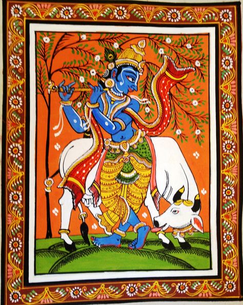 Lord Krishna Phad Painting, Kalamkari Painting, Durga Painting, Boho Art Drawings, Kerala Mural Painting, Pichwai Paintings, Indian Painting, Tanjore Painting, Madhubani Art