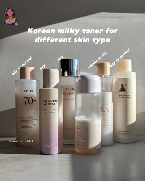 It's milky toner season ❄️ 🥶 Which milky toner is right for your skin type? @anua_global @haruharuwonder_official @tirtir_global @imfrom_global #tirtirmilkskintoner #milkytoner #milkyskin Tir Tir Toner Milk, Toner At Home, Purple Toner, Milk Toner, Milky Toner, Korean Skin Care Secrets, Kombucha Tea, Cute School Stationary, Homemade Beauty Products