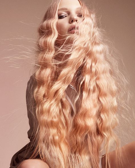 Hair Test, Mermaid Waves, Hair Photography, Crimped Hair, Editorial Hair, Hair Shows, Beauty Shoot, Long Blonde, Hair Collection