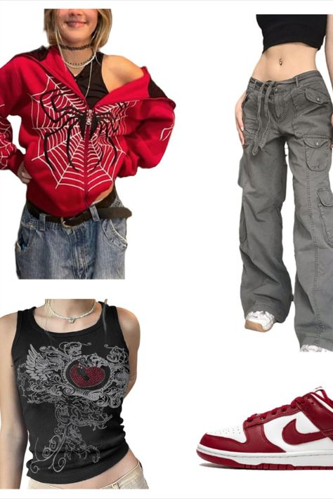 amazon y2k outfit. links down below! vest: https://www.amazon.com/Kodaruber-Hoodies-Streetwear-Harajuku-Oversized/dp/B0C6TM5JK2?crid=34YS3SFUKFZ0V&keywords=y2k+clothes+spiderman&qid=1696089133&sprefix=y2k+clothing+spider%2Caps%2C185&sr=8-2&linkCode=ll1&tag=shqneq-20&linkId=5f102adaf6718a679137fd039a1a1ee9&language=en_US&ref_=as_li_ss_tl jeans: https://amzn.to/3tlrKq3 Gothic Cargo Pants, Amazon Y2k, Streetwear Harajuku, Hoodies Streetwear, Outfit Links, High Waist Wide Leg Jeans, Y2k Clothing, Y2k Clothes, Belt Design