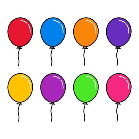 conjunto de 8 iconos de globos de colores en un diseño de estilo plano aislado en fondo blanco. Pink